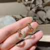 2022 Korean Design Jewelry Exquisite Copper flowers Inlay Zircon Hooks Wear Shiny Female Earrings Before and After