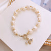 2022 Korean Design Jewelry Natural Baroque Shaped Freshwater Pearl Copper Zircon Bee Elegant Female Bracelet