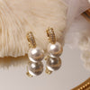 2022 Korean Design Jewelry Simple Copper Inlaid Zircon Elegant Pearl Female Daily All-match Prom small hoop Earrings