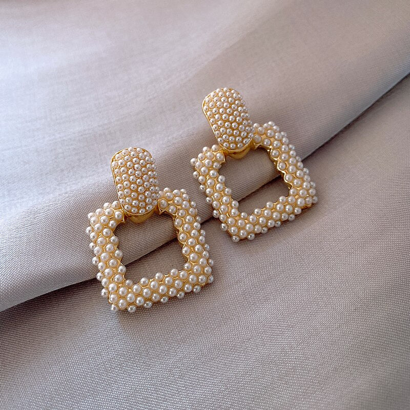 2022 Korean Design Jewelry Vintage Full Pearl Several Elegant Female Earrings
