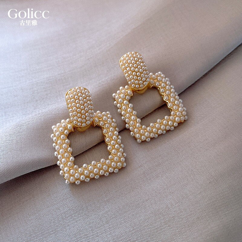 2022 Korean Design Jewelry Vintage Full Pearl Several Elegant Female Earrings