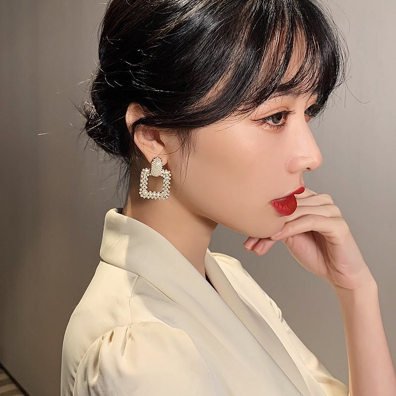 2022 Korean Design Jewelry Vintage Full Pearl Several Elegant Female Earrings