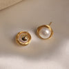 2022 Korean jewelry hand-wound freshwater pearl simple round high-grade female daily wild earrings