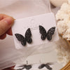2022 Korean selling jewelry exquisite copper inlaid zircon black smart butterfly female elegant stud earrings