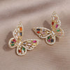 2022 Korean selling jewelry exquisite copper inlaid zircon black smart butterfly female elegant stud earrings