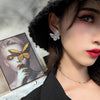 2022 Korean selling jewelry exquisite copper inlaid zircon black smart butterfly female elegant stud earrings