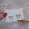 2022 Korean selling jewelry exquisite copper inlaid zircon sweet bow female daily stud earrings