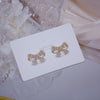 2022 Korean selling jewelry exquisite copper inlaid zircon sweet bow female daily stud earrings