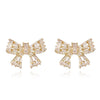 2022 Korean selling jewelry exquisite copper inlaid zircon sweet bow female daily stud earrings