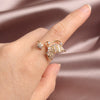 2022 Korean design jewelry copper inlaid zircon light  opening delicate smart butterfly flower female ring