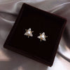 2022 Korean design jewelry copper inlaid zircon three petal flower earrings elegant pearl female daily wild earrings
