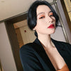 2022 Korean design jewelry copper inlaid zircon three petal flower earrings elegant pearl female daily wild earrings