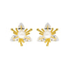 2022 Korean design jewelry copper inlaid zircon three petal flower earrings elegant pearl female daily wild earrings