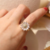 2022 Korean design jewelry exquisite copper inlaid zircon daisy flower female open adjustable index finger ring