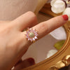 2022 Korean design jewelry exquisite copper inlaid zircon daisy flower female open adjustable index finger ring