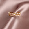 2022 Korean design jewelry exquisite copper inlaid zircon hollow pearl simple round opening female ring
