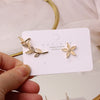 2022 Korean design jewelry exquisite copper inlaid zircon opal leaf ear bone clip flower asymmetric female earrings