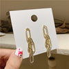2022 Korean design jewelry long chain geometric buckle earrings copper inlaid zircon female tassel earrings