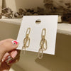 2022 Korean design jewelry long chain geometric buckle earrings copper inlaid zircon female tassel earrings