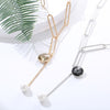2022 Long Link Chain Necklace For Woman Gold Silvery Big Glass Round pearl Pendant Sweater Chian Necklaces Jewelry Accessories