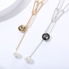 2022 Long Link Chain Necklace For Woman Gold Silvery Big Glass Round pearl Pendant Sweater Chian Necklaces Jewelry Accessories
