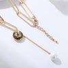 2022 Long Link Chain Necklace For Woman Gold Silvery Big Glass Round pearl Pendant Sweater Chian Necklaces Jewelry Accessories