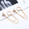 2022 Long Multi-Layer Chain Tassel Pendant Earrings With Double Ear Piercing CZ Zircon Butterfly Female Earring Party Jewelry