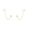 2022 Long Multi-Layer Chain Tassel Pendant Earrings With Double Ear Piercing CZ Zircon Butterfly Female Earring Party Jewelry
