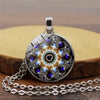 2022 Men and Women Couple Gift Mandala Time Gem Glass Dome Pendant Necklace Retro Style Silver Color White Brown Sweater Chain