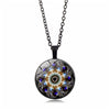 2022 Men and Women Couple Gift Mandala Time Gem Glass Dome Pendant Necklace Retro Style Silver Color White Brown Sweater Chain