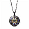 2022 Men and Women Couple Gift Mandala Time Gem Glass Dome Pendant Necklace Retro Style Silver Color White Brown Sweater Chain