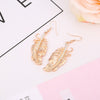 2022 Metal Feathers Crystal Long Dangle Earring Female Feather Leaves Shape Big Eardrops For Women Jewelry Party Gift