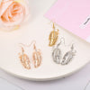 2022 Metal Feathers Crystal Long Dangle Earring Female Feather Leaves Shape Big Eardrops For Women Jewelry Party Gift