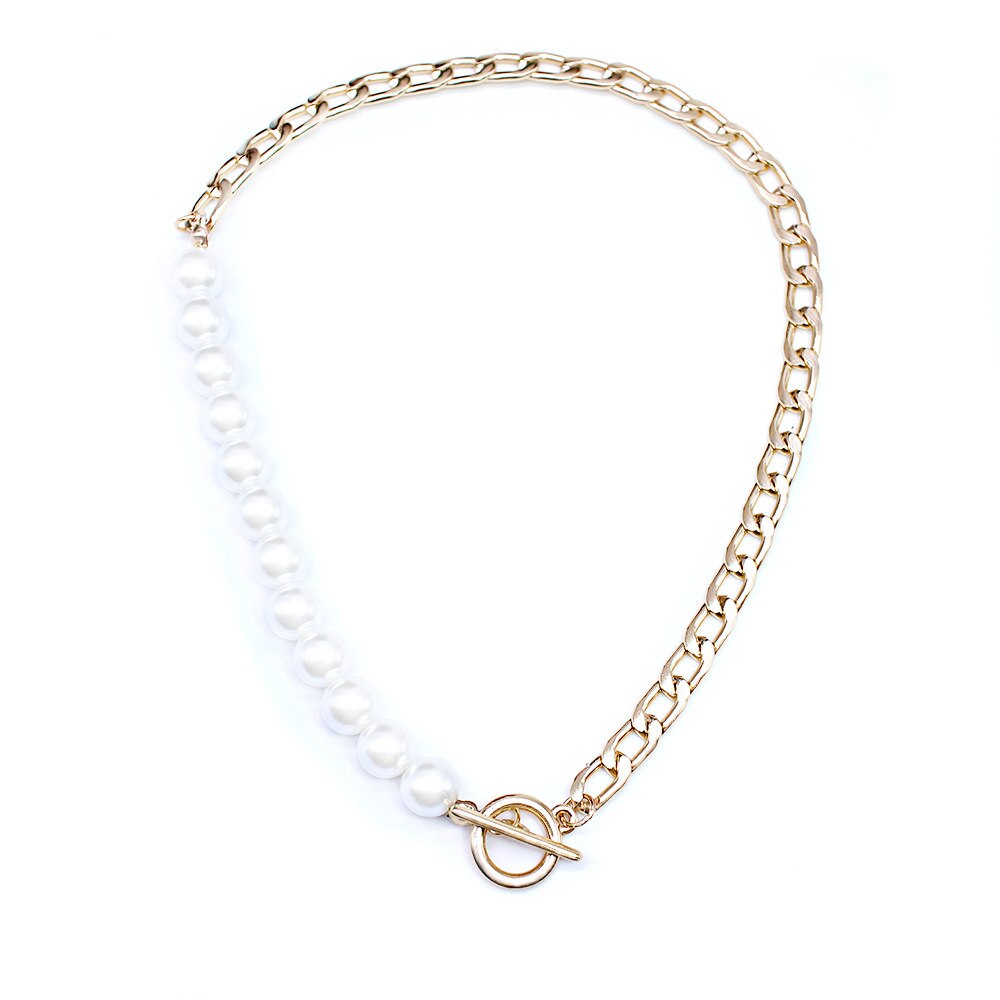 2021 Punk Imitation Pearl Choker Necklace Collar Statement Gold Color Lasso Pendant Necklace For Women Collier Femme Chocker