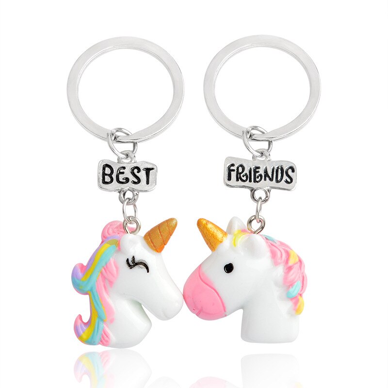 2022 3 pcs / set of Friends Cute Resin Pendant Necklace Ladies Women Unicorn Milk Biscuit Necklace BFF Couple Jewelry