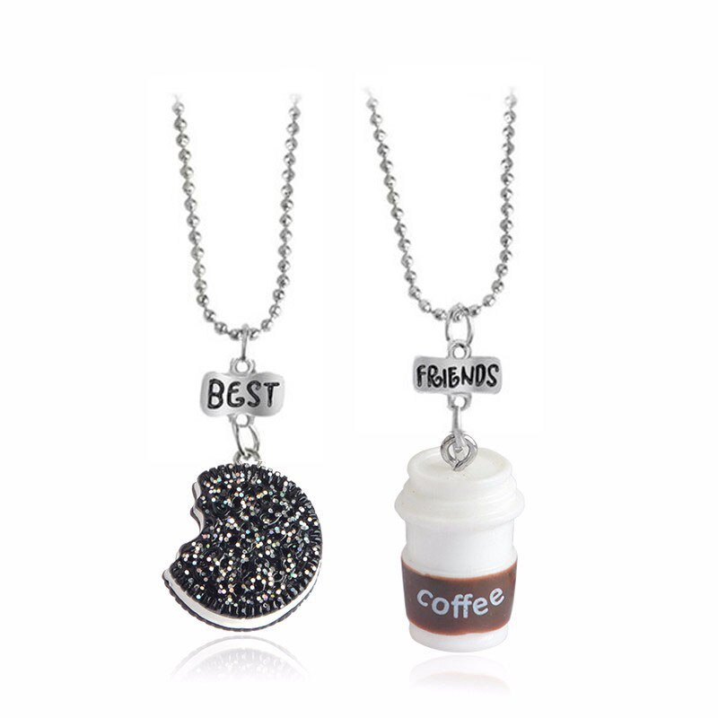 2022 3 pcs / set of Friends Cute Resin Pendant Necklace Ladies Women Unicorn Milk Biscuit Necklace BFF Couple Jewelry