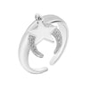 2022  CZ Cubic Zircon Ring Moon&amp;Star Open Rings for Women Girls Wedding Engagement Party Female Finger Ring