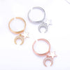 2022  CZ Cubic Zircon Ring Moon&amp;Star Open Rings for Women Girls Wedding Engagement Party Female Finger Ring