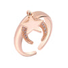 2022  CZ Cubic Zircon Ring Moon&amp;Star Open Rings for Women Girls Wedding Engagement Party Female Finger Ring