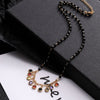 2022  Gold Color Initial Multicolor CZ Necklace Black Beaded Chain Necklace For Women Accessories Jewelry Girlfriend