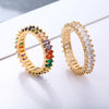 2022  Women's Copper CZ Cubic Zircon Colorful Rainbow Rings Engagement Wedding Ring for Girls Party Jewelry Gift ins