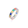2022  Women's Copper CZ Cubic Zircon Colorful Rainbow Rings Engagement Wedding Ring for Girls Party Jewelry Gift ins