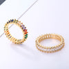 2022  Women's Copper CZ Cubic Zircon Colorful Rainbow Rings Engagement Wedding Ring for Girls Party Jewelry Gift ins