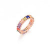 2022  Women's Copper CZ Cubic Zircon Colorful Rainbow Rings Engagement Wedding Ring for Girls Party Jewelry Gift ins