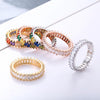 2022  Women's Copper CZ Cubic Zircon Colorful Rainbow Rings Engagement Wedding Ring for Girls Party Jewelry Gift ins