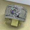 2022 Bohemian Crystal Large Women's Inlaid Color Rhinestone Ring Party Accessories Size 7~11
