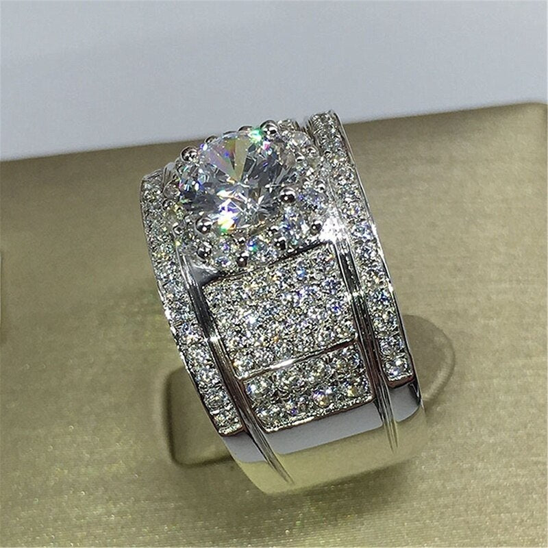 2022 Bohemian Crystal Large Women's Inlaid Color Rhinestone Ring Party Accessories Size 7~11