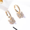2022 Butterfly Charm Hoop Earrings For Women Trendy CZ Zircon Golden Cute Insect Jewelry Statement Women Accessories