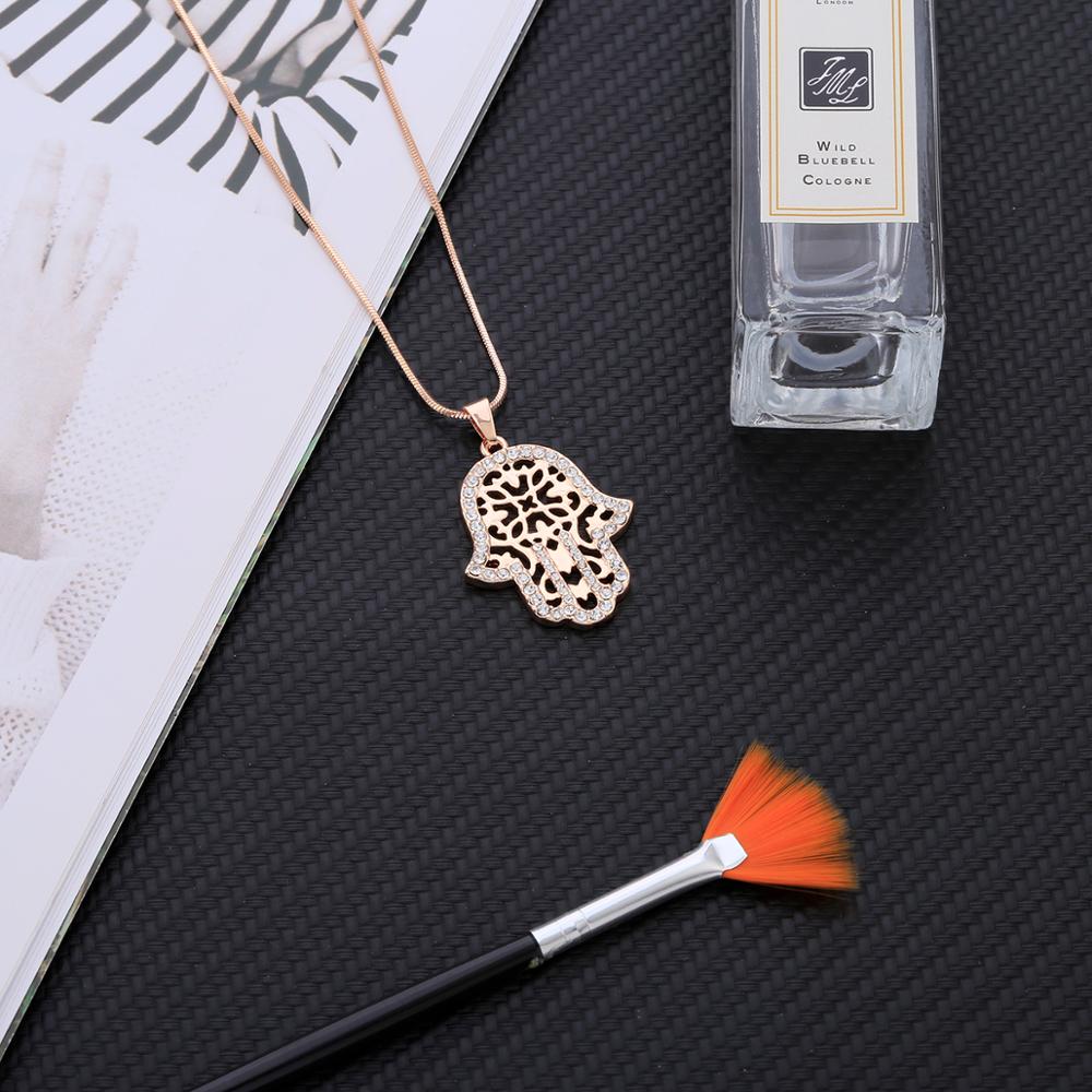 2022 CZ Zircon Hand Hamsa Pendant Necklace Gold Silver Color Hollow Clavicle Choker Necklace For Woman Jewelry Party Gifts