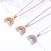 2022 Colorful Rainbow Cubic Zircon Pendant Necklace for Women Gold Silvery Chain Summer Necklace Women Trendy Jewelry Gift